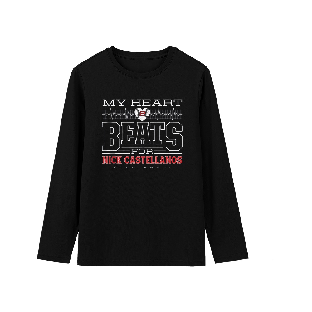 Nick Castellanos T-Shirt – Vintage My Heart Beats For Cincinnati Baseball Graphic Tee