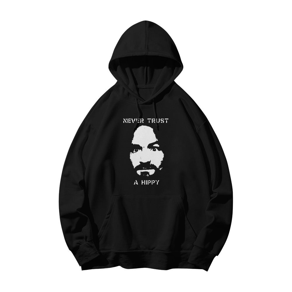 Charles Manson T-Shirt – Vintage Never Trust A Hippy Cult True Crime Graphic Tee