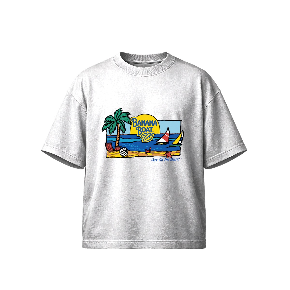 Vintage Banana Boat Sunscreen Shirt - Retro Tropical Beach Get On The Boat Graphic Tee