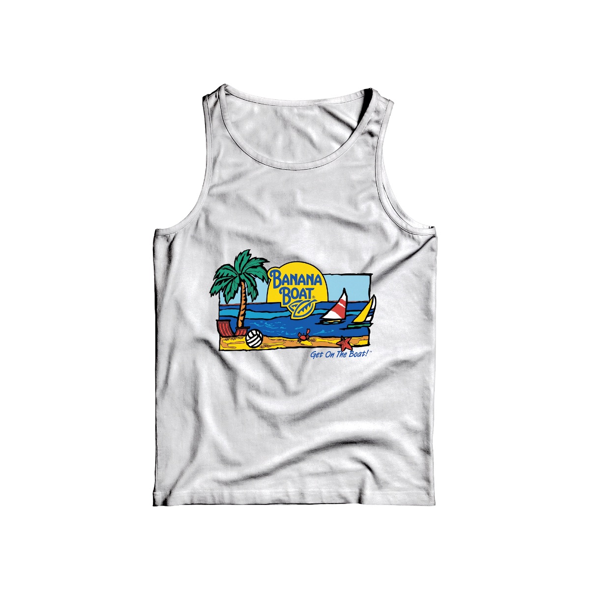 Vintage Banana Boat Sunscreen Shirt - Retro Tropical Beach Get On The Boat Graphic Tee