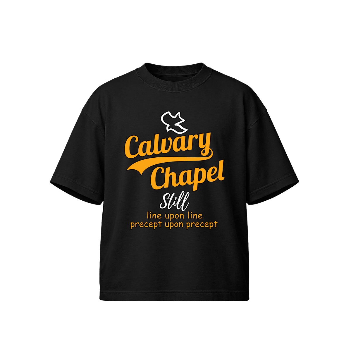 Calvary Chapel Line Upon Precept Christian T-Shirt - Faith Dove Logo Bible Verse Graphic Tee