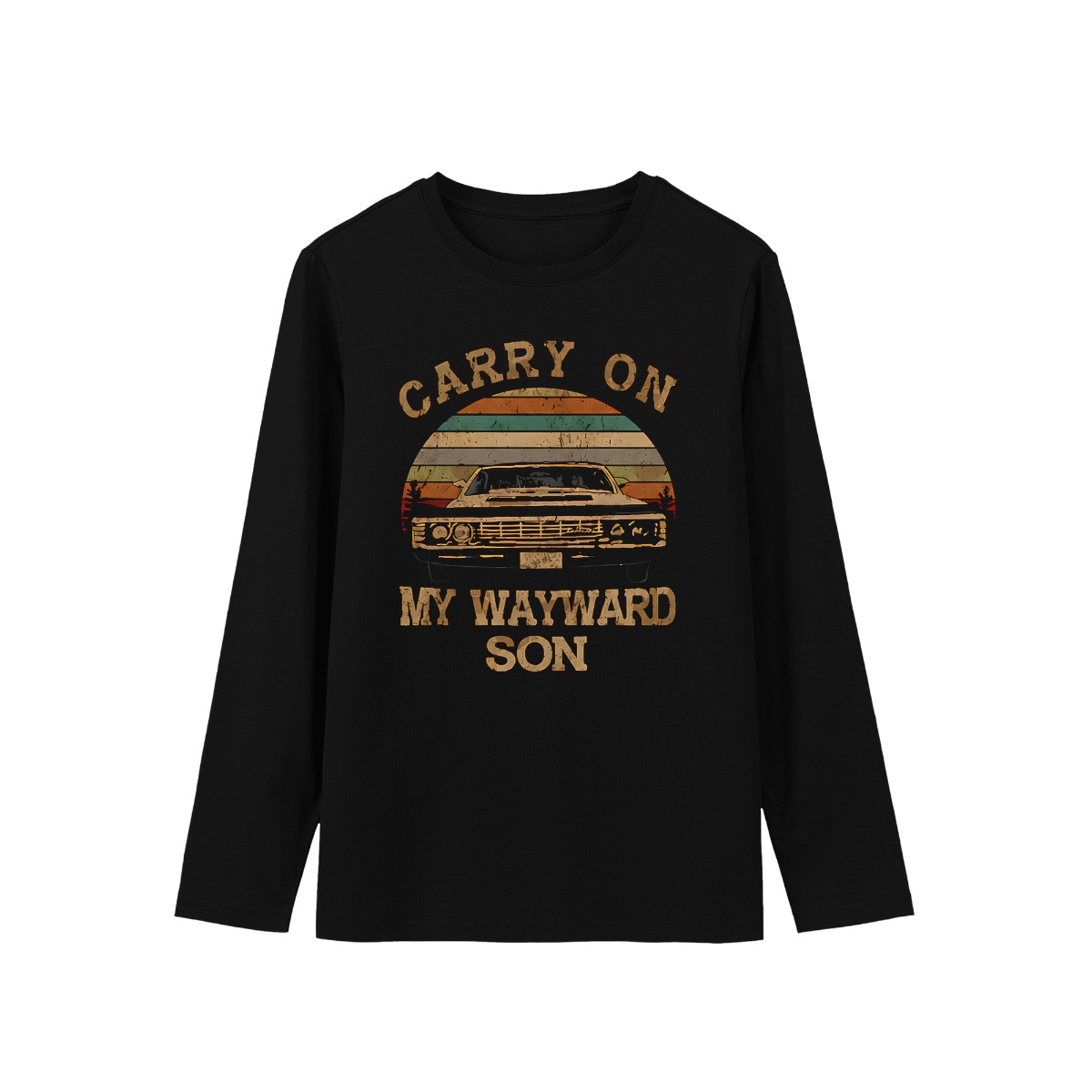 Carry On My Wayward Son Vintage Muscle Car T-Shirt - Classic Rock Impala Sunset Retro Graphic Tee