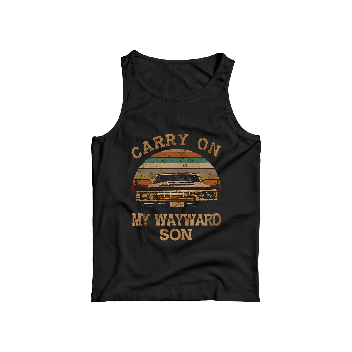 Carry On My Wayward Son Vintage Muscle Car T-Shirt - Classic Rock Impala Sunset Retro Graphic Tee