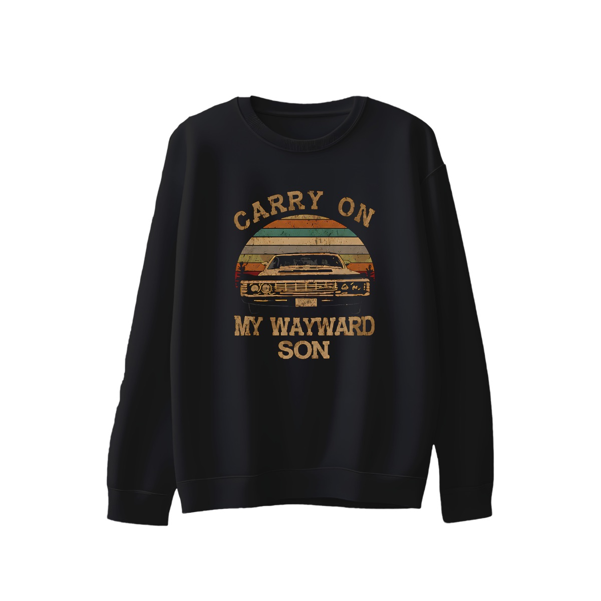 Carry On My Wayward Son Vintage Muscle Car T-Shirt - Classic Rock Impala Sunset Retro Graphic Tee