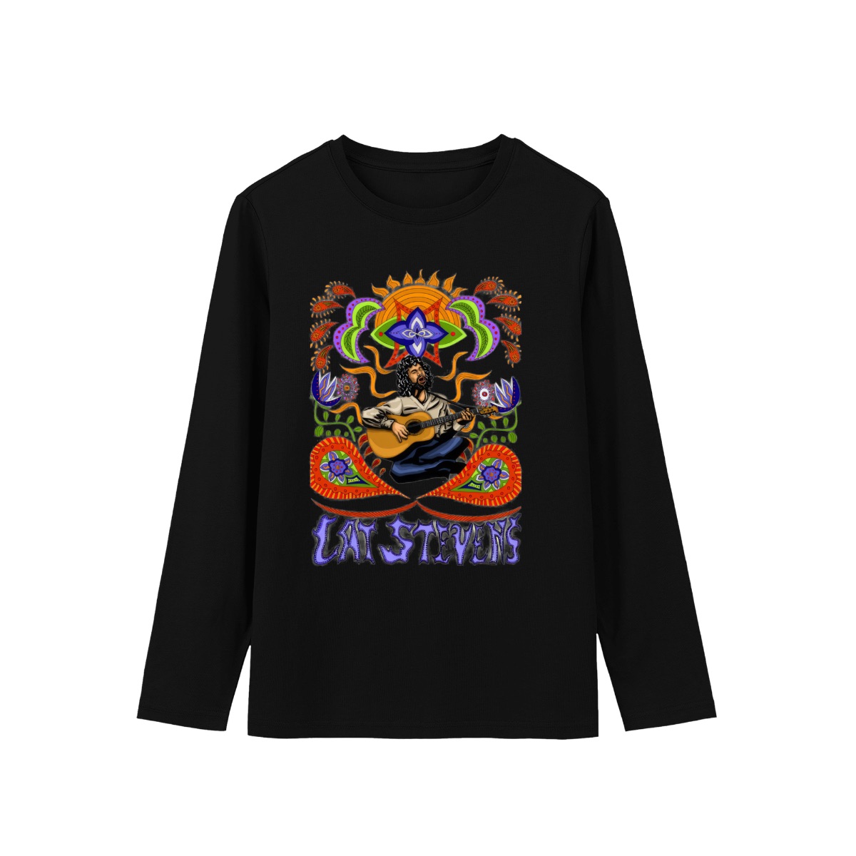Vintage Cat Stevens Folk Rock T-Shirt - Psychedelic Retro Acoustic Guitar Music Fan Tee