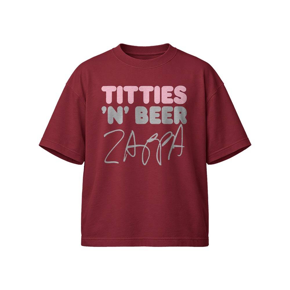 Frank Zappa Titties 'N' Beer Graphic T-Shirt - Retro Avant-Garde Rock Oversized Tee